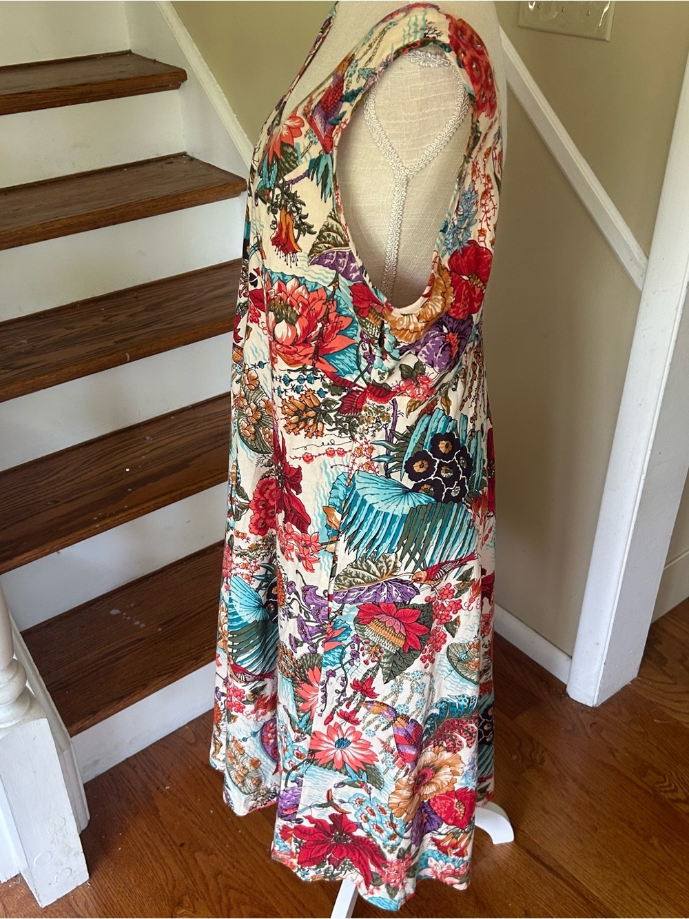 Apsara by Amrita Floral Maxi Dress XL Smocked Back Pockets Boho Cottagecore EUC - Picture 4 of 12